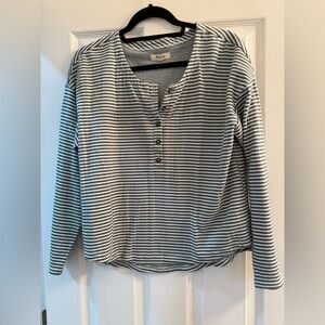 Madewell Double Faced Striped Henley Tee Top